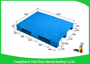พาเลทพลาสติกสีน้ำเงินขนาด 1200 * 800 มม. พร้อมรางเลื่อน 3 อัน, พาเลทลื่นไถลพลาสติก Virgin HDPE