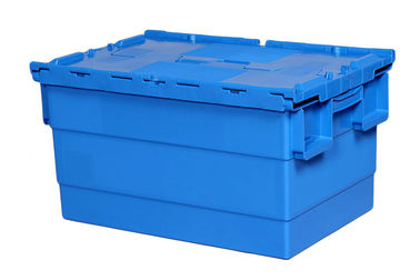 สีเพิ่มเติม 100% Virgin Polypropylene Stack Nest Containers Attached Lids 600*400 mm Standard Size Steel Wire Assembling