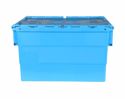 ภาชนะฝาพลาสติกที่แนบมาด้วยเวอร์จิน Nestable เคลื่อนย้ายได้ Tote Box