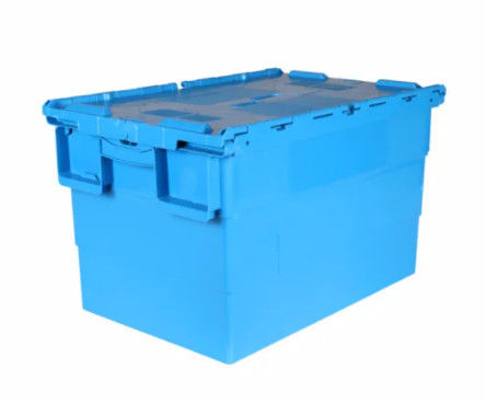 ภาชนะฝาพลาสติกที่แนบมาด้วยเวอร์จิน Nestable เคลื่อนย้ายได้ Tote Box