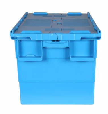 ภาชนะฝาพลาสติกที่แนบมาด้วยเวอร์จิน Nestable เคลื่อนย้ายได้ Tote Box