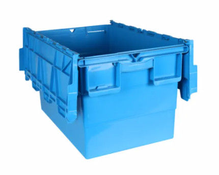 ภาชนะฝาพลาสติกที่แนบมาด้วยเวอร์จิน Nestable เคลื่อนย้ายได้ Tote Box