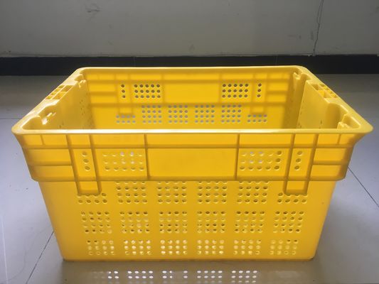 ลังพลาสติกผักและผลไม้ 600 * 400 มม. การกระจายการหมุนเวียนที่วางซ้อนกันได้