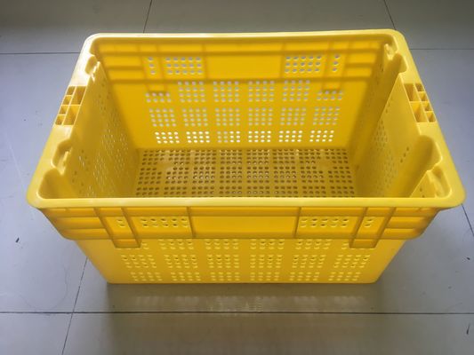 ลังพลาสติกผักและผลไม้ 600 * 400 มม. การกระจายการหมุนเวียนที่วางซ้อนกันได้