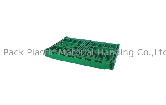 ลังพลาสติกพับได้สีเขียวขนาดใหญ่สำหรับผักผลไม้ Virgin PP Material