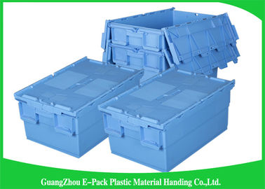 Economic Plastic Food Storage Plastic Boxes , Supermarkets Attached Lid Distribution Containers